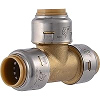 SharkBite Max 1/2 Inch Tee, Push to Connect Brass Plumbing Fitting, PEX Pipe, Copper, CPVC, PE-RT, HDPE, UR362A