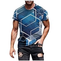 Mens T Shirt Graphic Funny T Shirts Novelty 3D Printed Graphic Tees Unisex Big and Tall Geometric Print T-Shirt