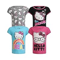 Hello Kitty Girls’ 4 Pack T-Shirt for Toddler, Little and Big Kids – Pink/Blue/Grey/Black