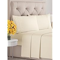 Full Size 4 Piece Sheet Set - Comfy Breathable & Cooling Sheets - Hotel Luxury Bed Sheets for Women & Men - Deep Pockets, Easy-Fit, Extra Soft & Wrinkle Free Sheets - Off White Oeko-Tex Bed Sheet Set