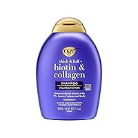OGX Thick & Full + Biotin & Collagen Volumizing Shampoo, Nutrient-Infused Hair Shampoo with Vitamin B7 Biotin Gives Hair Volume & Body for 72+ Hours, Sulfate-Free Surfactants, 13 fl. oz