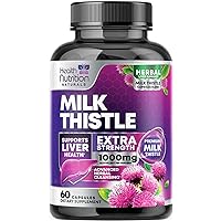 Milk Thistle Supplement - Liver Cleanse Detox & Repair Formula 1000mg - Potent 9:1 Extract Herbal Liver Supplement, Nature's Milk Thistle, Dandelion Root Extract & Silymarin Marianum - 60 Capsules