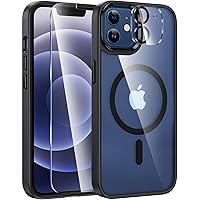 FNTCASE for iPhone 12 Clear Case: Magnetic Military Grade Drop Protection Anti Yellowing Cell Phone Cover - Rugged Durable Shockproof Protective Bumper