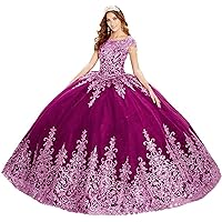 Women's Princess Lace Embroidery Quinceanera Dresses with Wrap Floral Applique Beaded Sweet 16 Ball Gown Dress