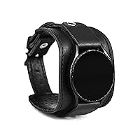Leather wide cuff band 20mm 22mm Compatible with Samsung Galaxy Watch Classic Active Gear S2 S3 Classic Sport Frontier Pro and other Smart watches with a classic lug, Handmade UA 2540st