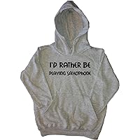 I'd Rather Be Playing Saxophone Grey Kids Hoodie
