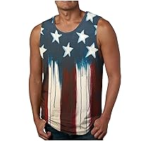 Funny American Flag Tank Tops for Men Sleeveless Crewneck Gym Workout Tee Shirts 4th of July Summer Casual Blouses