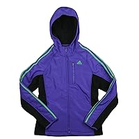 Adidas Girl's (Youth 7-16) Soft Shell 3-Stripe Full Zip Polar Fleece Hooded Jacket
