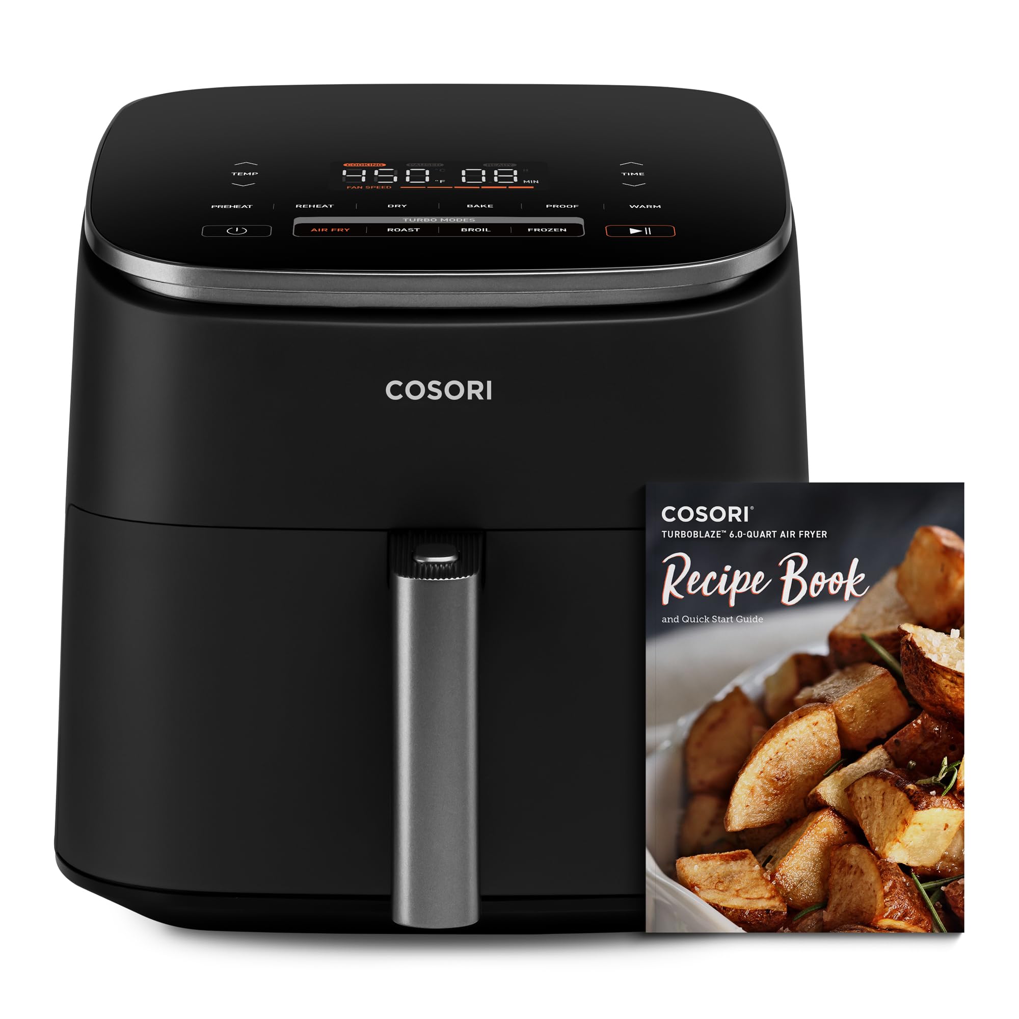 COSORI Air Fryer TurboBlaze 6.0-Quart Compact Airfryer that Roast, Bake, Proof, 9 Functions, 5 Speeds, Cooks Quickly, 95% Less Oil for Healthier Meals, Varied Recipes, Easy to Clean, Dark Gray