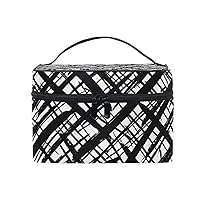 Cosmetic Bag Vintage Black And White Graffiti Stripes Women Makeup Case Travel Storage Organizer