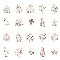 LiQunSweet 100 Pcs Unfinished Wood Piece Decorations DIY Craft Supplies Hollow Out Leaf Fruit Pineapple Flower Blank Wooden Cutout Slice for DIY Art Project
