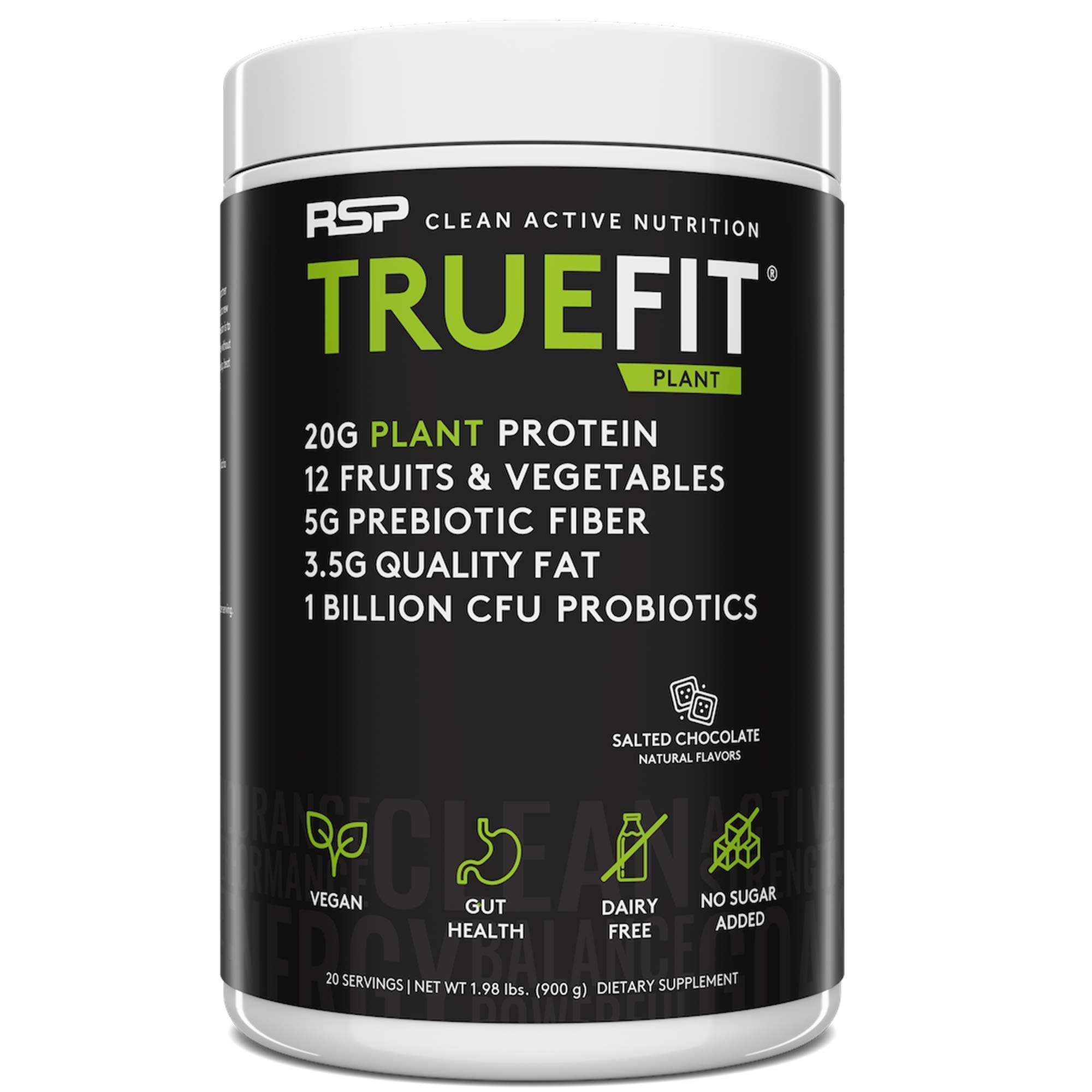 RSP NUTRITION Vegan AminoLean Pre Workout Energy (Pineapple Coconut 25 Servings) with TrueFit Vegan Protein Powder (Salted Chocolate 2 LB)
