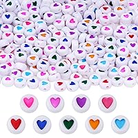 800pcs Heart Beads Pony Beads Plastic Small Beads for Jewelry Bracelets Making Crafts (Multicolored)