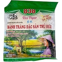 Fresh Spring Roll Rice Paper Wrappers, Vietnamese Premium Summer Wrap with Natural Ingredients, Non-GMO, Gluten-Free, Low Carb, for Spring Rolls, Wonton, Dumpling, Sushi 340g (Round, 22cm)