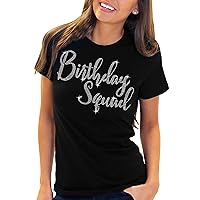 Birthday Girl Shirt for Women - Real Crystal Rhinestone Shirts for Women - Birthday Squad Crew Tshirt