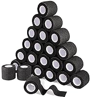 LDIWEE 24 Rolls Self Adhesive Bandage Wrap, 2 Inch x 5 Yards Black Athletic Tape Grip Tape, Flexible Non Woven Cohesive Bandage Wrap Vet Wrap, Ankle Sprains Swelling First Aid Medical Tape, Coban Wrap