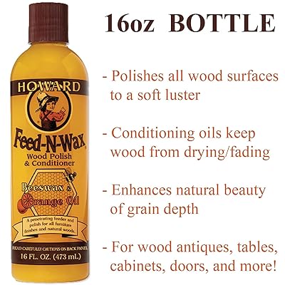 Howard FW0016 Feed-N-Wax Wood Polish and Conditioner, 16-Ounce (3-Pack)