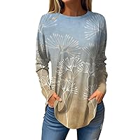 Going Out Tops For Women,Ladies Floral Printed Tunic Blouse Long Sleeve Casual T Shirt Crewneck Sweatshirt Pullover