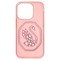 SWAROVSKI Signum Phone Case for iPhone 14 Pro with Pink Crystals, Pink Background Swan Motif, Part of The Signum Collection