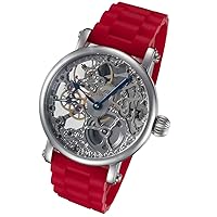 Hand Wind Mechanical Watch with Red Rubber Strap - RM870-RED