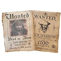 2 x Jack Sparrow Pirate Caribbean aged printed Wanted Poster, Halloween Prop
