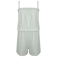 Kids Girls Plain Cream Color Playsuit Trendy All In One Jumpsuit New Age 5-13 Yr