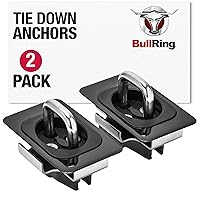 Bull Ring Retractable Flush Fit Truck Bed Tie Down Anchors, Built for 1995-2021 Dodge Ram & 2014-2019 Tundra Crew Max, Rail Cap Trim Required to Install, 1,000lbs. Rated Capacity (1 Pair)