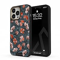 BURGA Elite Phone Case Compatible with iPhone 14 PRO - Red Poppies Flower Floral Pattern - Cute But Tough with CloudGuard 2-in-1 Defense System - iPhone 14 PRO Protective Scratch-Resistant Hard Case