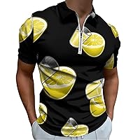 Lemon Water Mens Polo Shirts Quick Dry Short Sleeve Zippered Workout T Shirt Tee Top