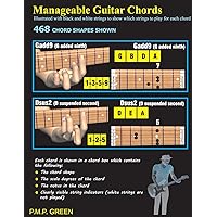 Manageable Guitar Chords: Illustrated with black and white strings to show which strings to play for each chord