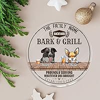 Bark & Grille Proundly Serving Whatever You Brought Establi Christmas Acrylic Ornaments Dogs Lovers Ceramic Christmas Keepsake Vintage Christmas Ornaments Bulk for Home 3 in