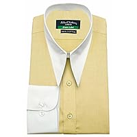 Elegant Yellow Formal Attire Victorian WWII Reproduction Clothing Groom's Outfit Men's Pure Cotton Revival Shirts Goodfellas