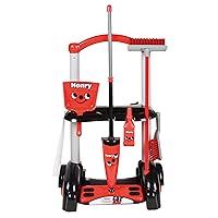 Casdon Henry & Hetty Toys - Henry Cleaning Trolley - Red Henry-Inspired Toy Playset with Mop, Brushes, Dustpan, & Accessories - Kids Cleaning Trolley Set - For Children Aged 3+