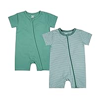Teach Leanbh Baby Boys or Girls 2 Pack Pajamas Cotton Short Sleeve Zipper Romper Jumpsuits Sleep and Play 3-24 Months …