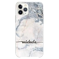 TPU Case Compatible for iPhone 14 Pro Gray Marble Cute Clear Design Cute Elegant Monogram Flexible Silicone Slim fit Soft Custom Initials Print Woman