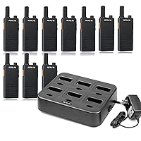 Retevis RT22P,New Version of RT22,Portable FRS Two-Way Radios,Walkie Talkies for Adults Rechargeable,1620mAh Long Battery Life(10 Pack),Six-Way Charger Multi Unit Charger,Convenient Charging(1 Pack)