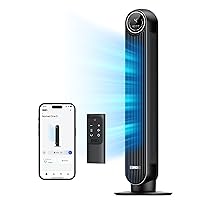 Dreo Tower Fan for Bedroom, Smart Oscillating Quiet Floor Fans, Standing Bladeless Fan with Remote and WiFi Voice Control, 4 Modes, 4 Speeds, 8H Timer, 28dB, Works with Alexa/Google