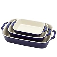 Ceramic Baking Dish Set, 3pc, Dark Blue