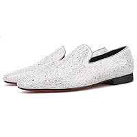 Silver Rhinestones Loafers Crystals Suede Men Prom Wedding Shoes