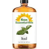 Sun Essential Oils - Basil Essential Oil 16 oz for Diffuser Skin Massage Candle Soap Making