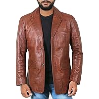 Men's Genuine Lambskin Leather Jacket Two Button Blazer Sport Coat RB037
