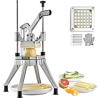 Commercial Vegetable Fruit Chopper 1/2″ Blade Heavy Duty Professional Food Dicer Kattex French Fry Cutter Onion Slicer Stainless Steel for Tomato Peppers Potato Mushroom, Sliver