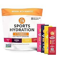 ZYN Electrolytes Powder Hydration Packets with Vitamins, Zinc & Turmeric Curcumin for Gut Health, Immune Support, Recovery, Low Sugar Packets with Piperine, Variety, 8 Pack