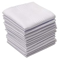 Perry Ellis 12 Pack Handkerchief (100% Cotton White with Satin Border, 16