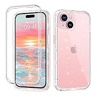 GUAGUA Compatible with iPhone 15 Case 6.1 Inch Glitter Sparkle Bling Crystal Clear Cover for Girls Women Men Three Layer Hybrid Hard PC Soft TPU Bumper Shockproof Protective Case for iPhone 15, Clear