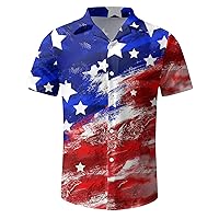 Independence Day Shirt for Men Casual Button Down Short Sleeve Shirt Hawaiian 4th July Patriotic Blouse