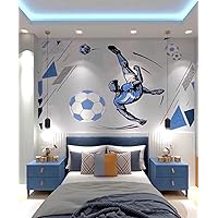 Soccer Themed Kids Room Wallpaper, Football Fanatic Mural for Children, Sports Themed Removable Wallpaper (Soccer Themed)