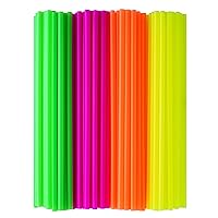 Drinking Straws By Green Direct - 10.75 inches Plastic Smoothie Straws individually wrapped - Extra Long & Thick for use with any Jumbo Cup or Water Bottle - BPA Free - Mixed Neon Colors Pack of 300