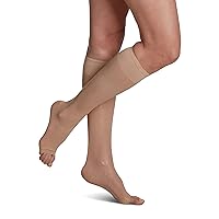 SIGVARIS Women's Sheer Fashion Open Toe Calf Height - 15-20mmHg Weight Compression Hose - Lightweight & Breathable in Soft Stretch Fabric for Comfortable Everyday Wear