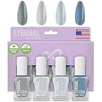 Eternal Gray Nail Polish Set for Women (MINIMALIST) - Light Nail Polish Set for Girls - Lasting & Quick Dry Natural Nail Polish Kit for Home DIY Manicure & Pedicure - Made in USA, 13.5mL (Set of 4)